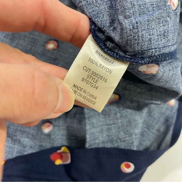 Max Studio Tie Front Blouse Blue Polka Dot - Picture 4 of 7